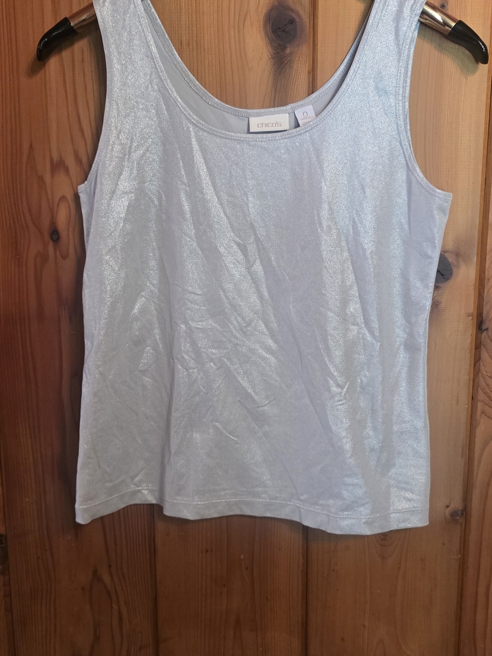 Chico's Shimmery Silver Scoop Neck Tank